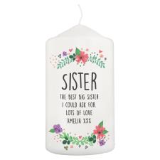 Personalised Floral Pillar Candle